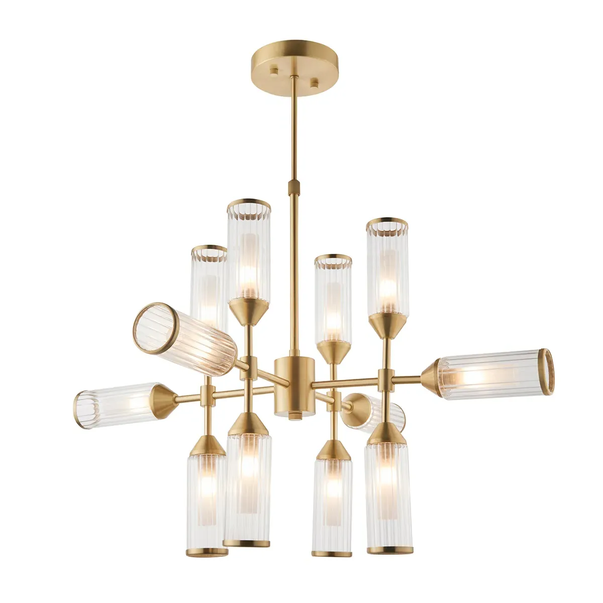 Large Ceiling Pendant Light - Brass, Glass