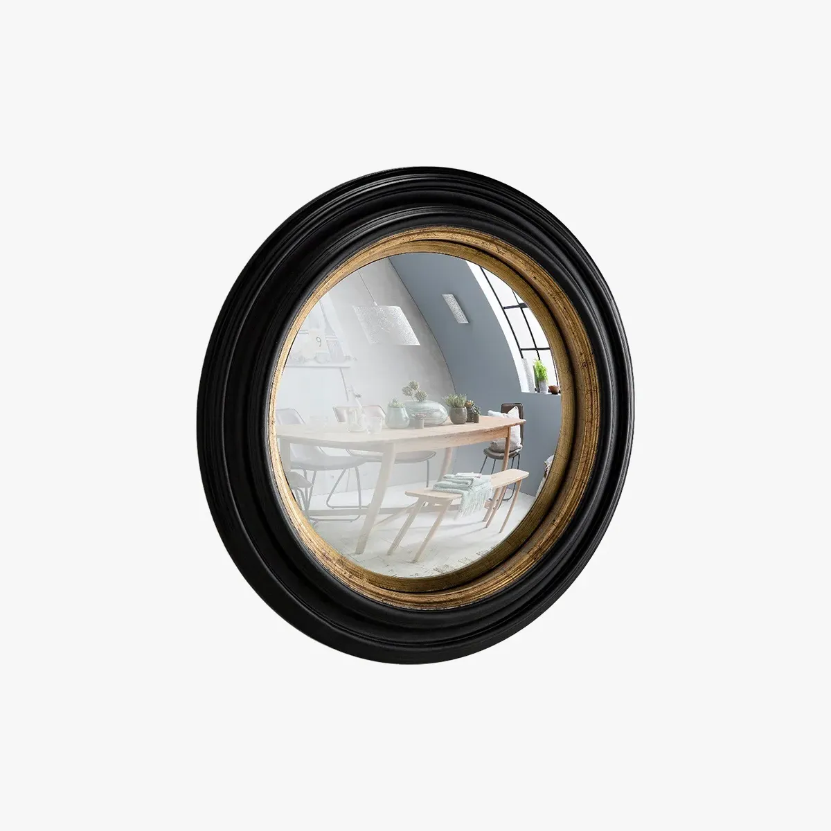 Large Convex Wall Mirror - Black
