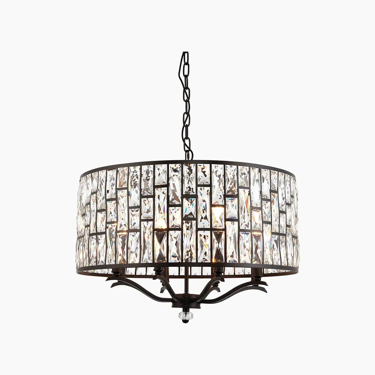 Large Crystal Pendant Light - Black, Steel image
