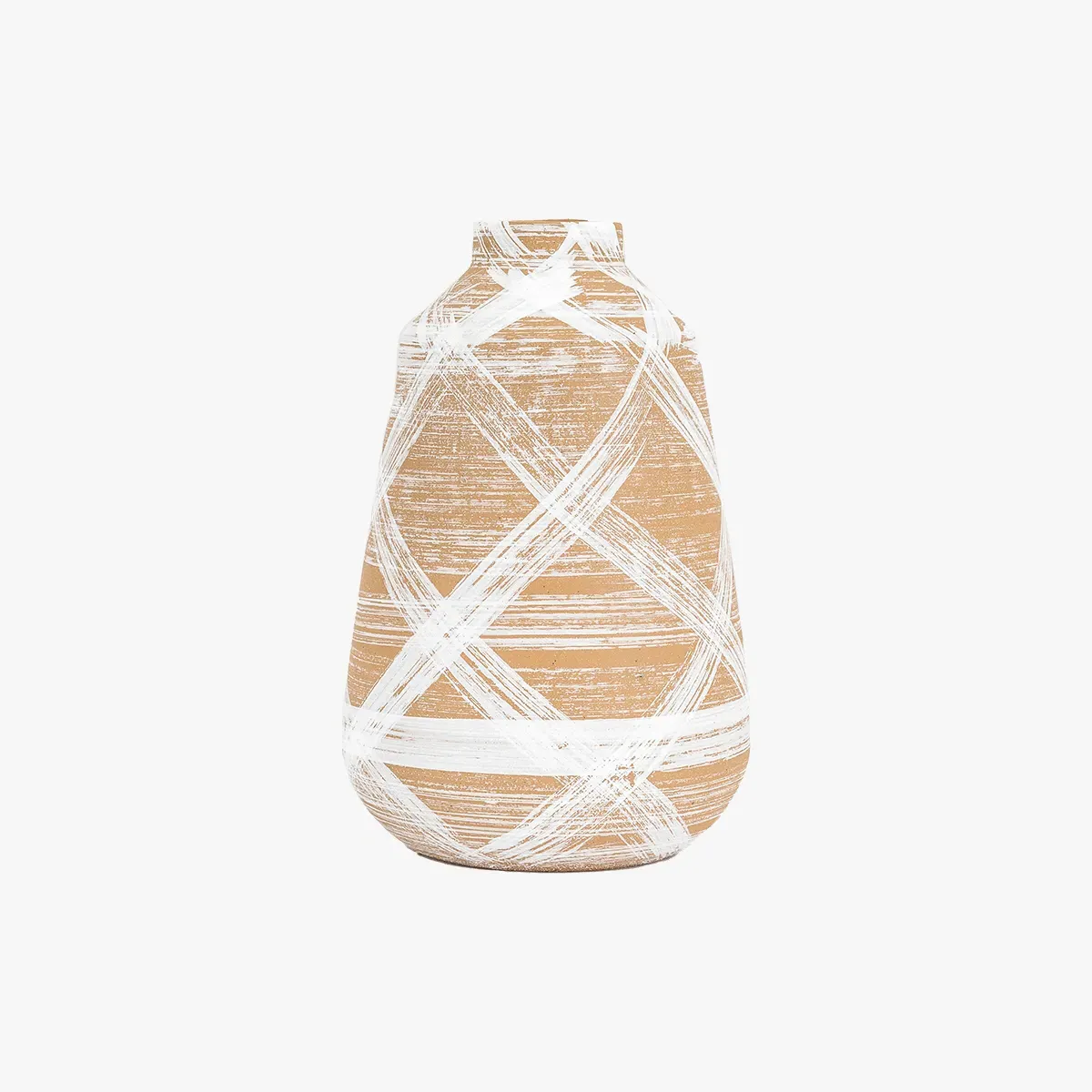 Large Decorative Vase - Brown & White