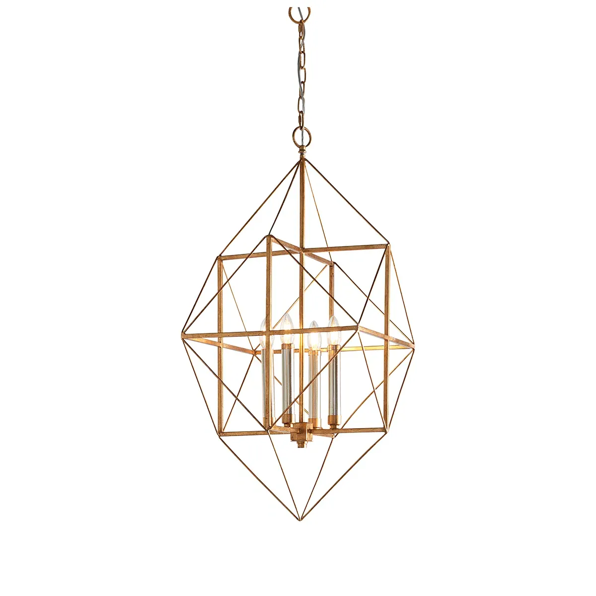 Large Geometric Pendant Light - Gold, Metal