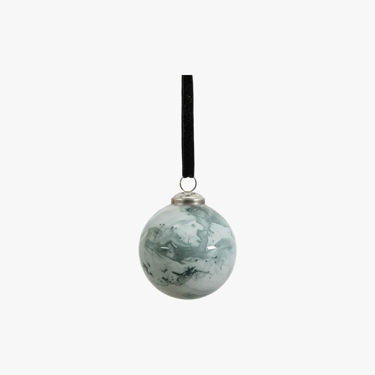 Large Glass Baubles Marbled - Grey, 6 Pack