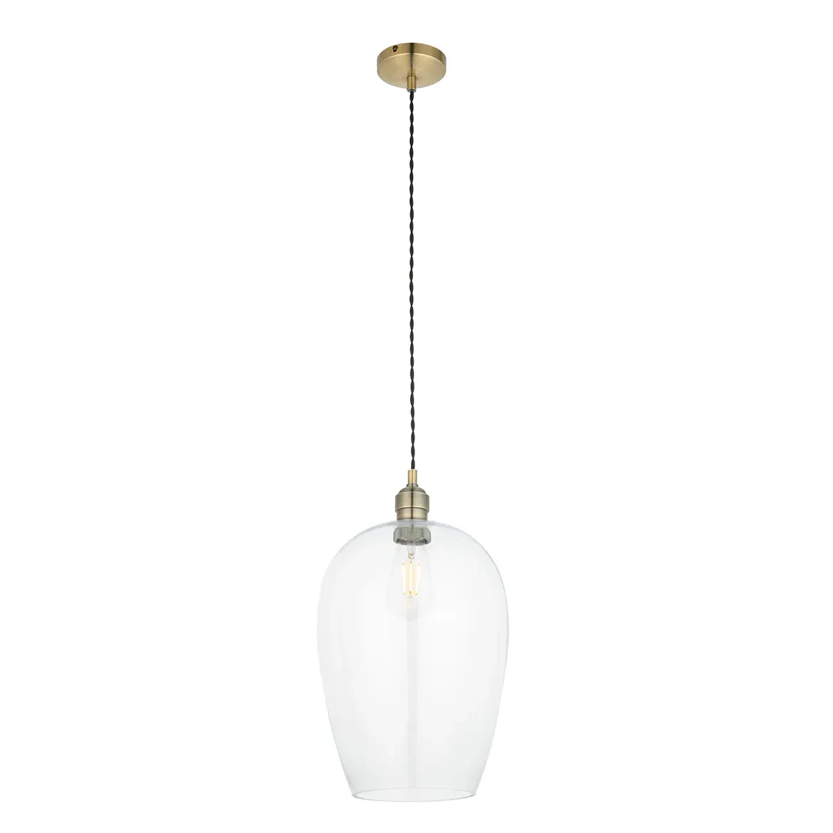Large Glass Pendant Light - Brass, Metal