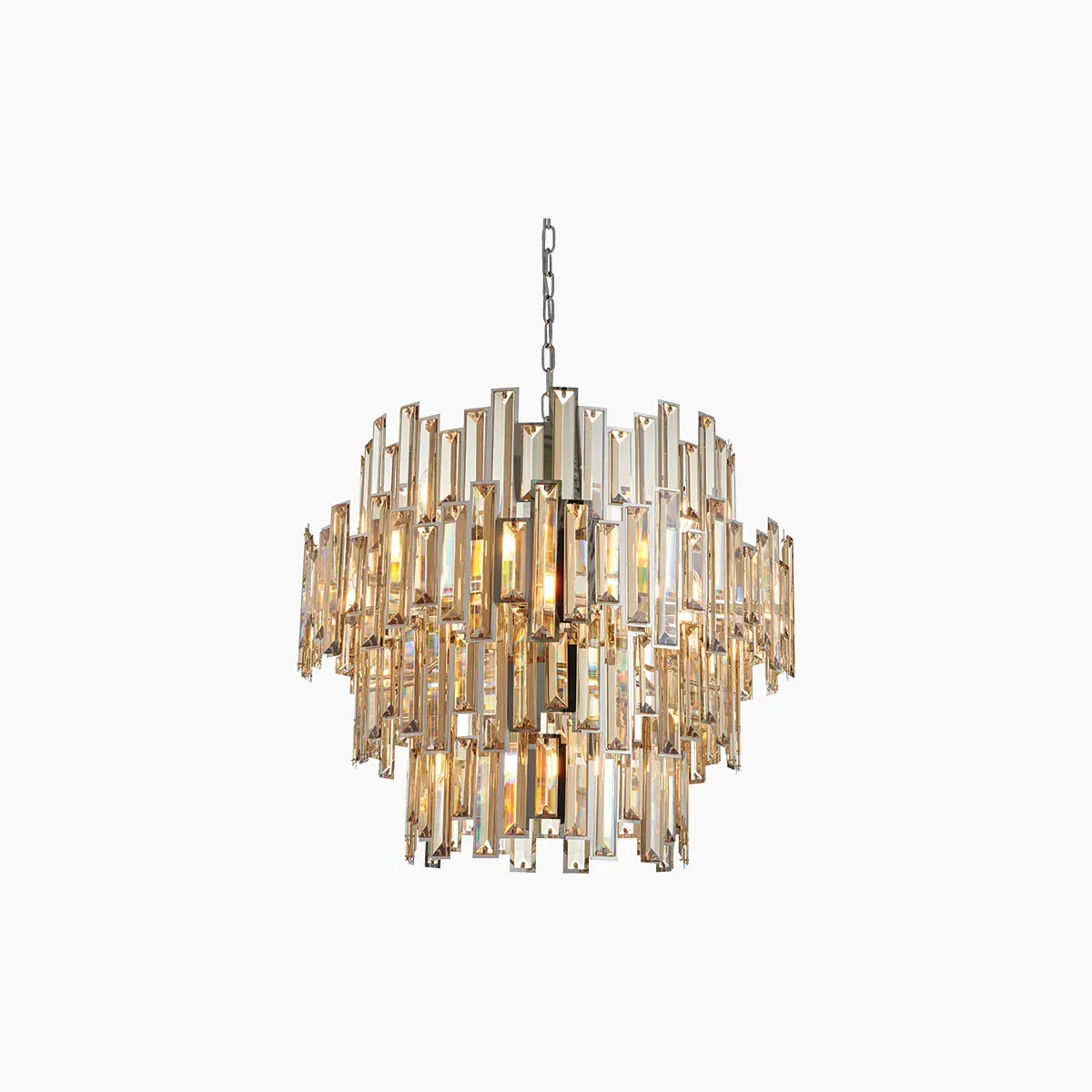 Large Glass Pendant Light - Metallic, Chrome