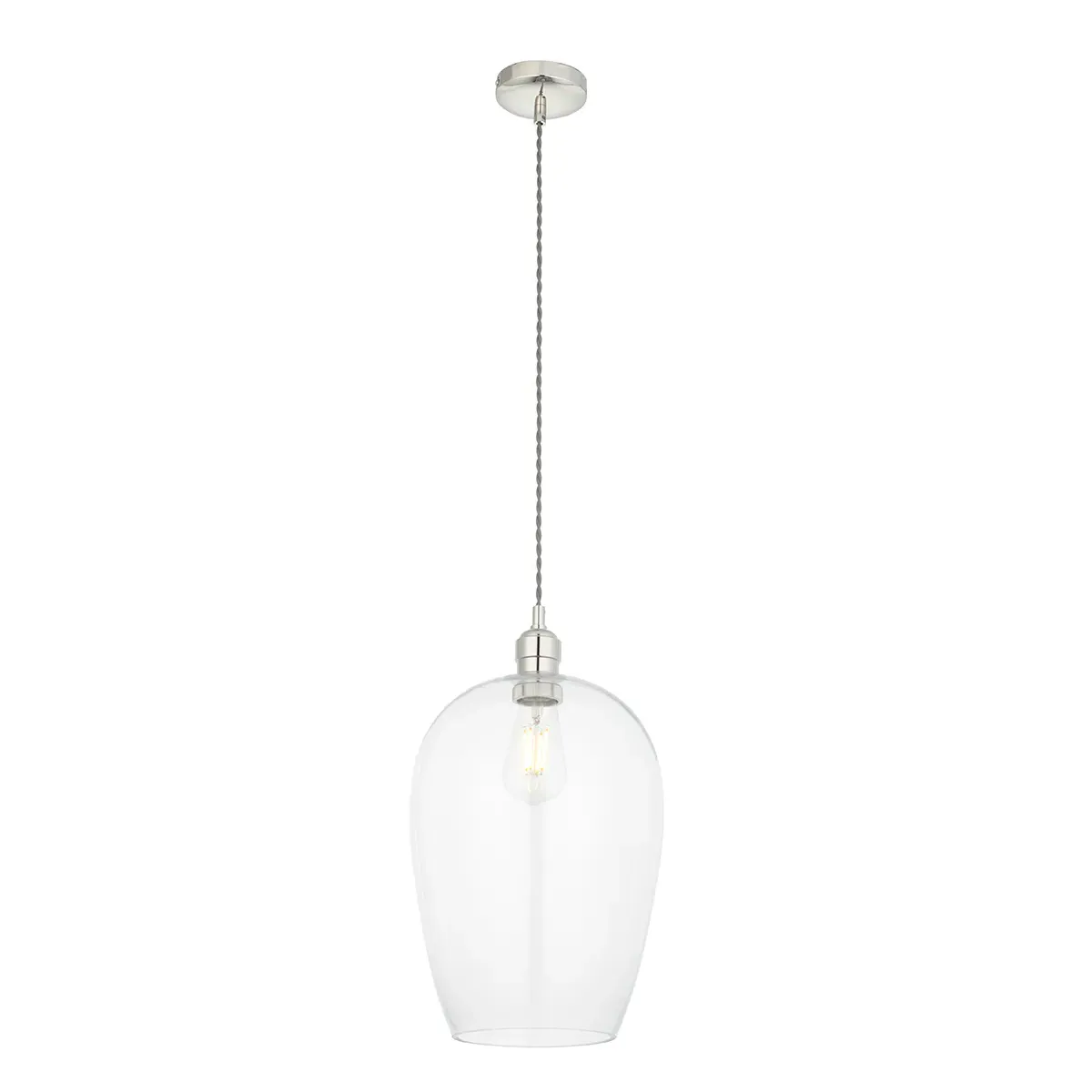 Large Glass Pendant Light - Nickel, Glass