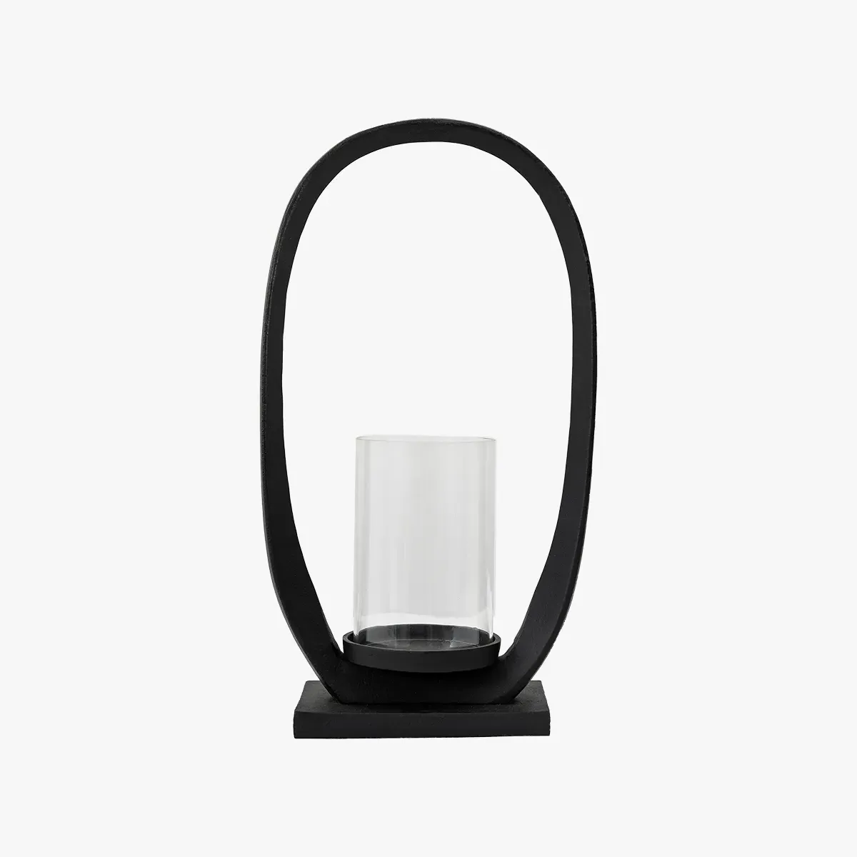 Large Lantern with Loop Handle - Black, Metal