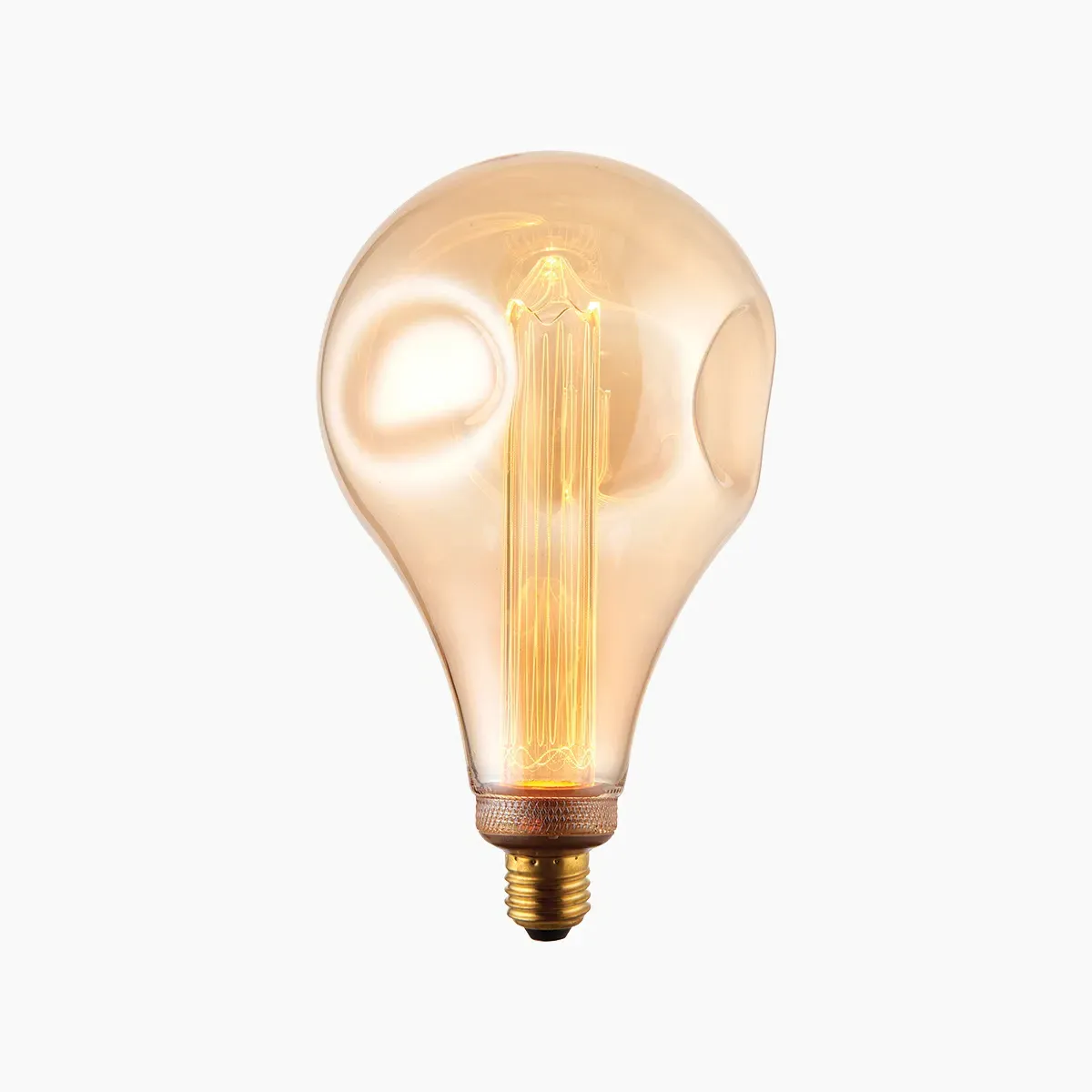 Large LED Globe Bulb Dimpled - Amber, Glass