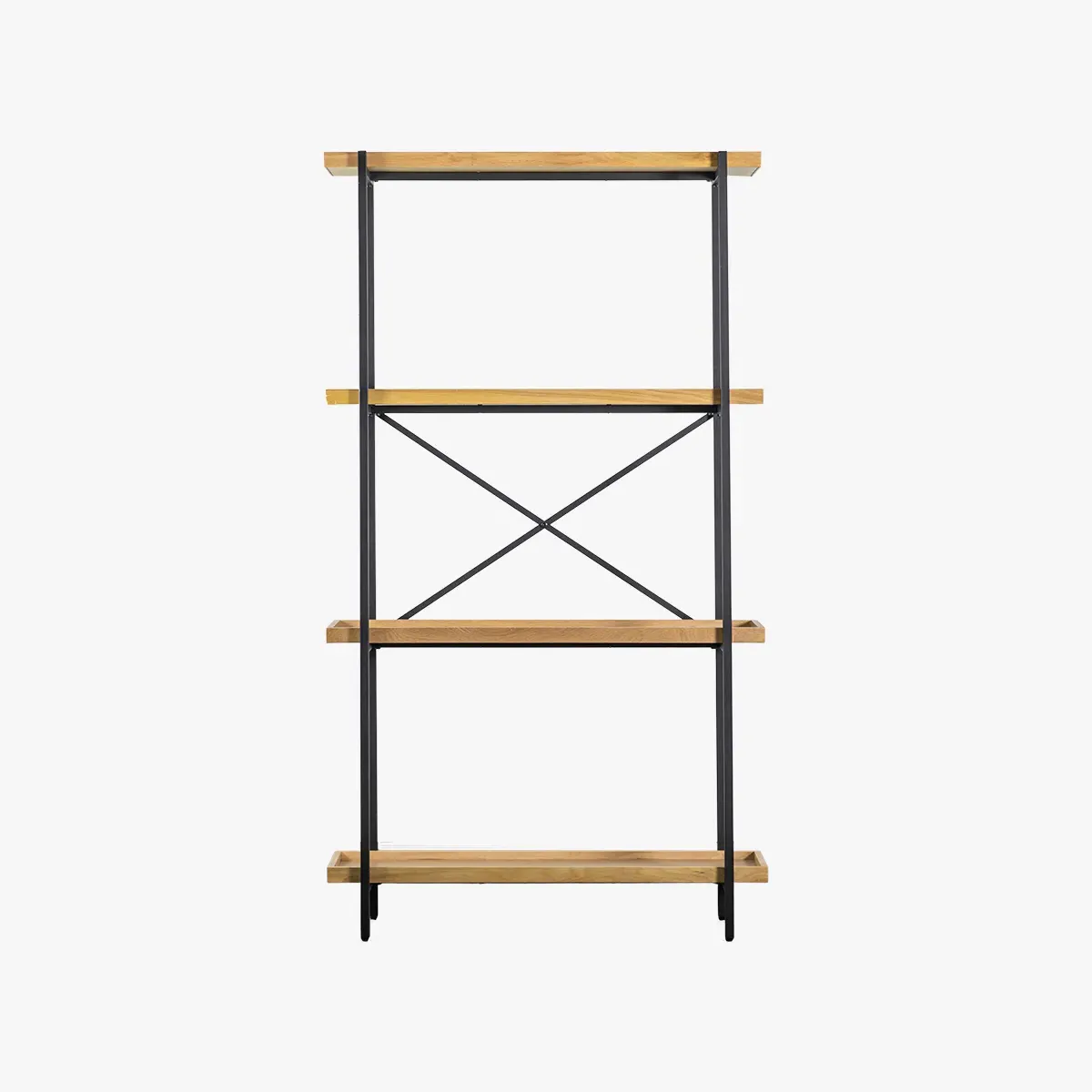 Large Open Display Unit - Oak, Metal Frame
