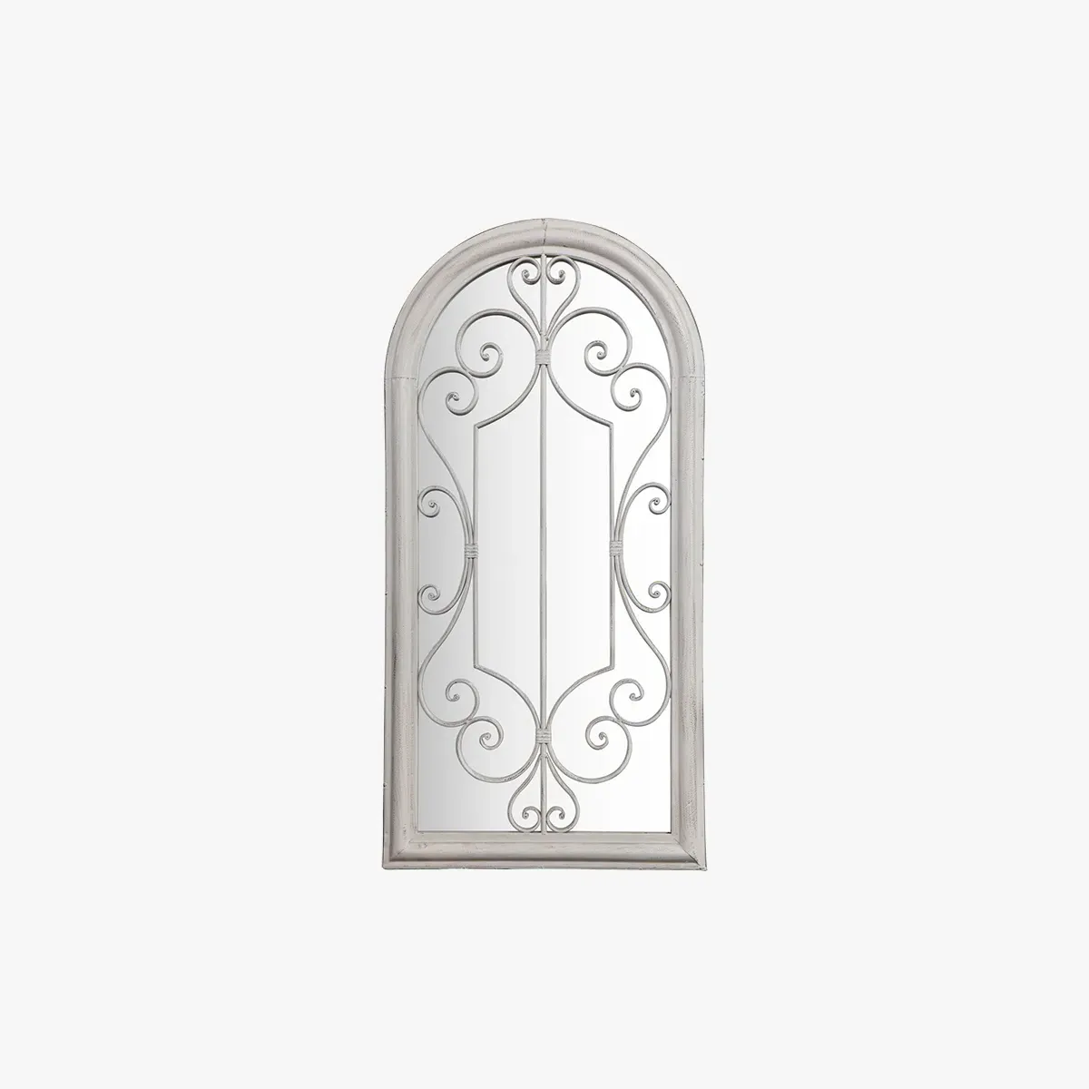 Large Outdoor Mirror with Metalwork - White image