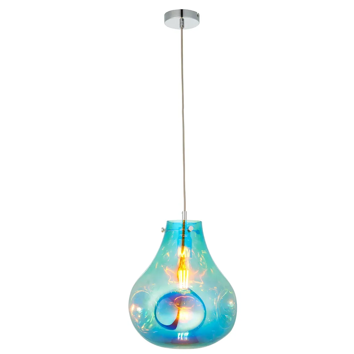 Large Pendant Light - Petrol, Glass