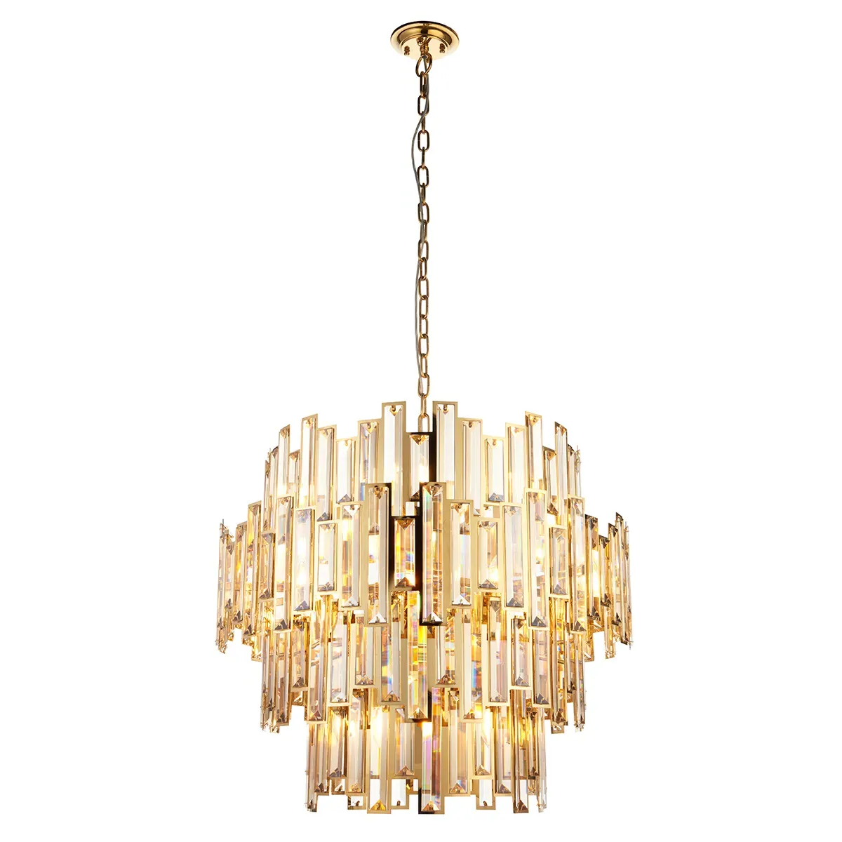 Large Pendant Light with Crystals - Champagne