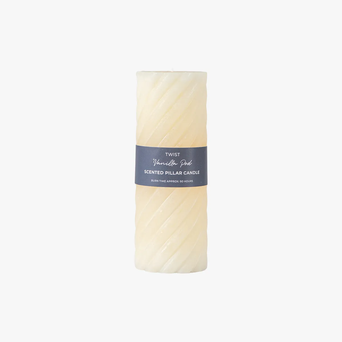 Large Pillar Candles with Twisted Grooves - Ivory