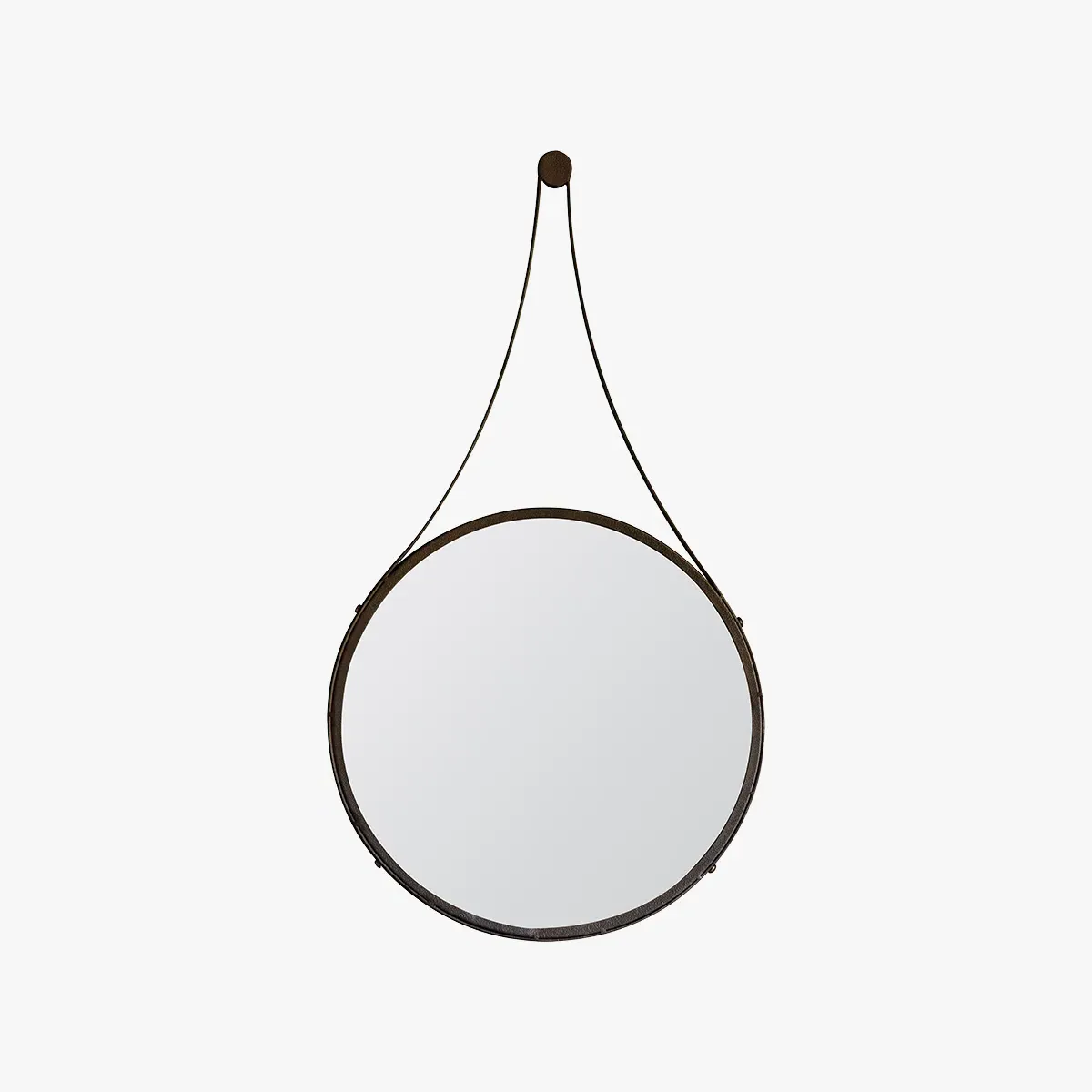 Large Round Hanging Mirror - Metallic, Metal