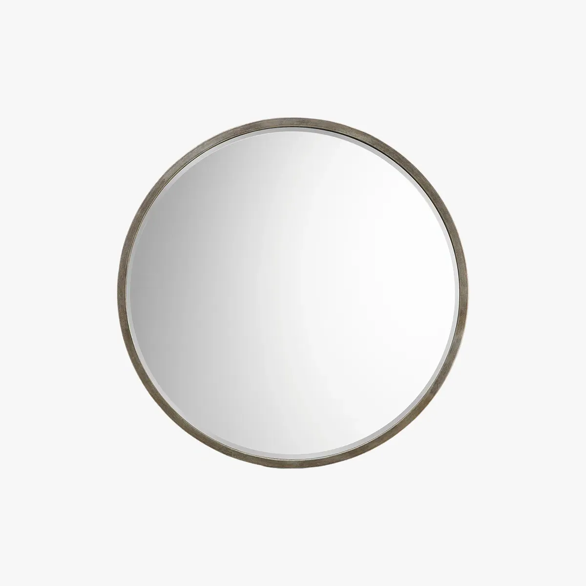 Large Round Wall Mirror - Silver, Metal