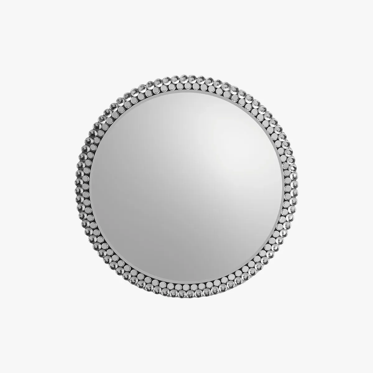 Large Round Wall Mirror with Bevelled Frame - Silver