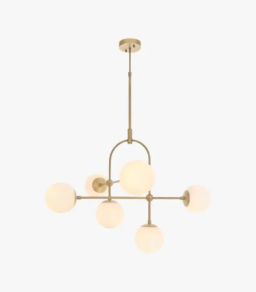 Large Semi-Flush Ceiling Light - Brass, Glass