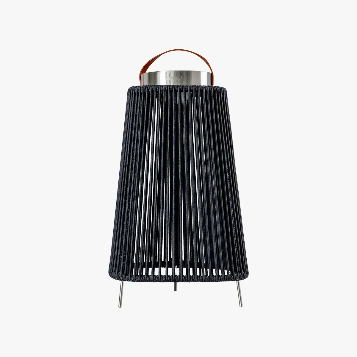 Large Solar Lamp with Rope Detail - Black