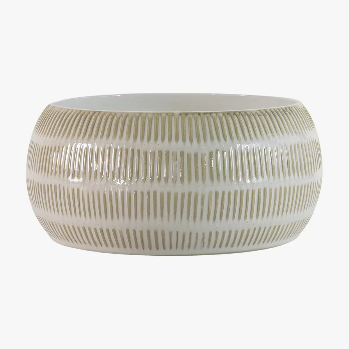 Large Storage Bowl with Stripe Pattern