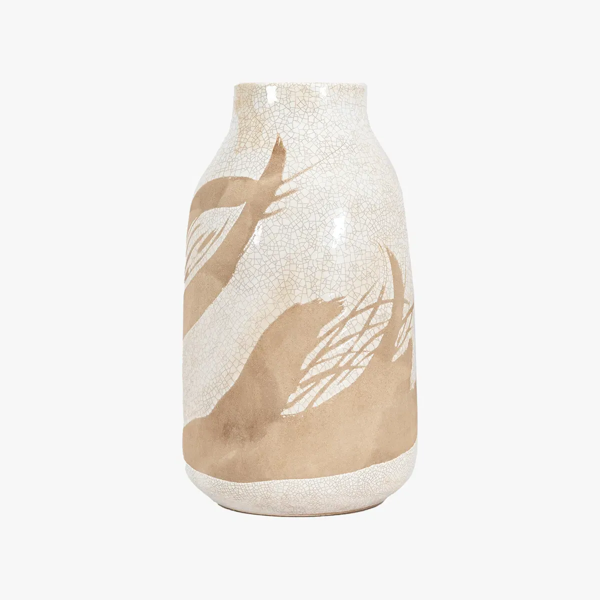 Large Vase with Crackle Glaze - White & Brown