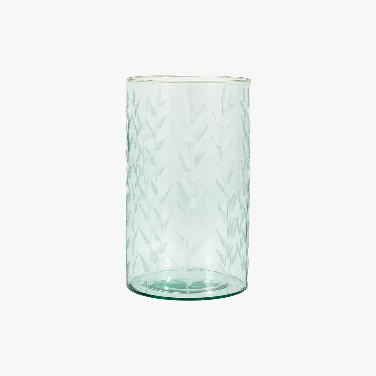Large Vase with Etched Pattern - Green, Glass