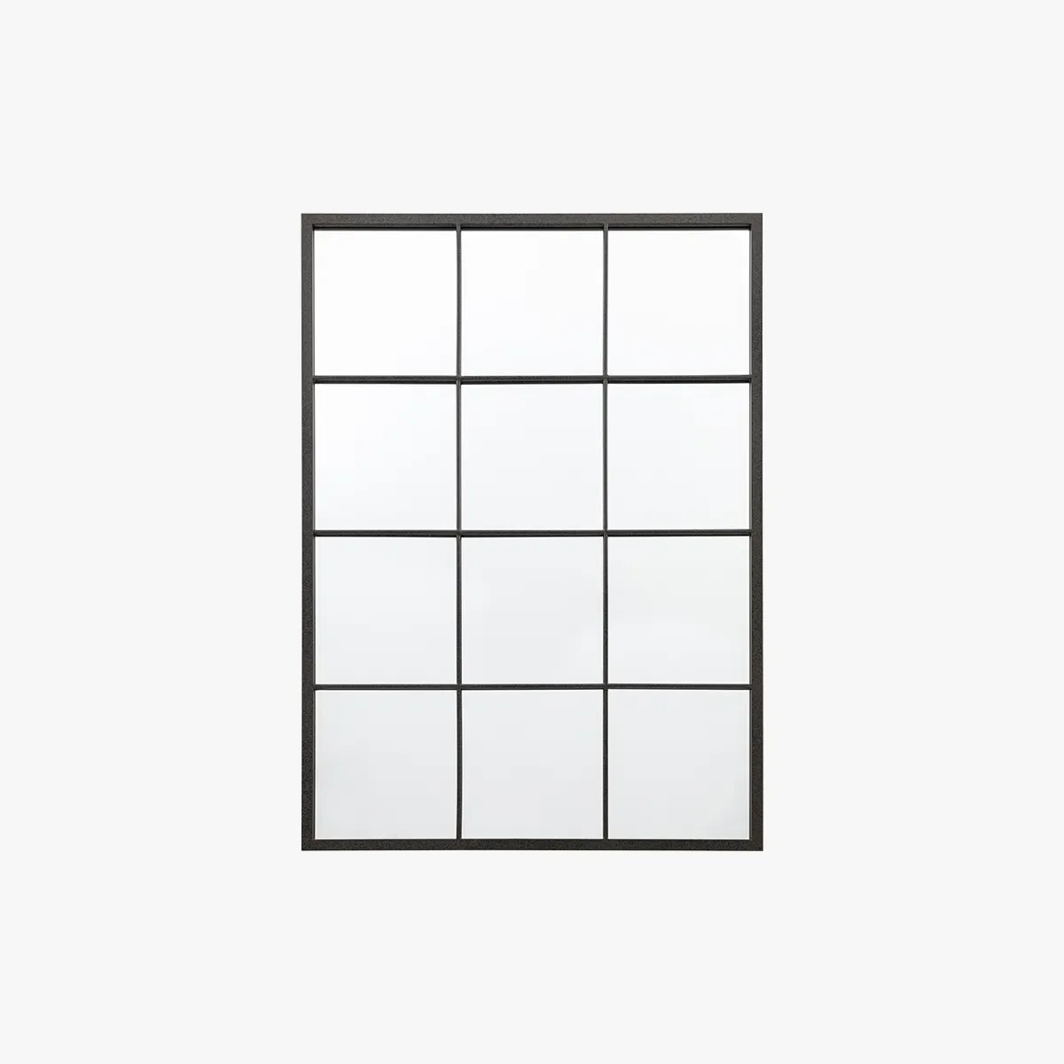 Large Wall Mirror with Grid Design - Black