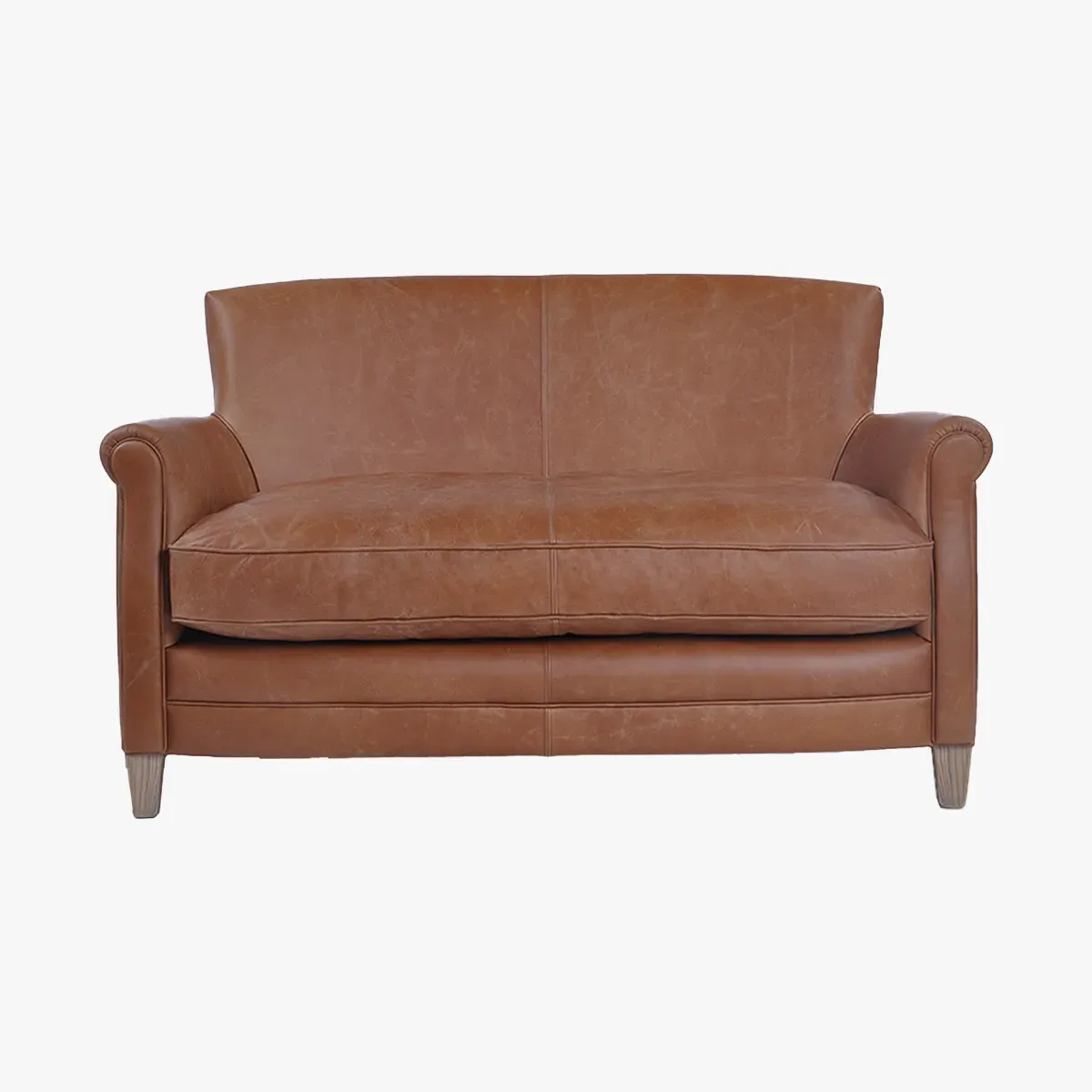 Leather Sofa with Vintage Effect - Brown