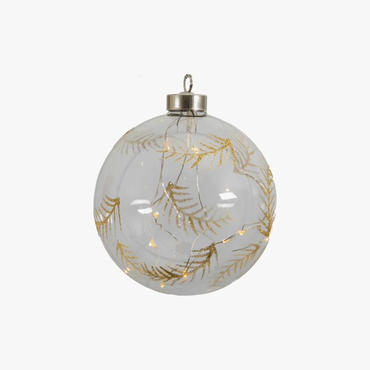 LED Bauble with Etched Detail - Clear, Glass