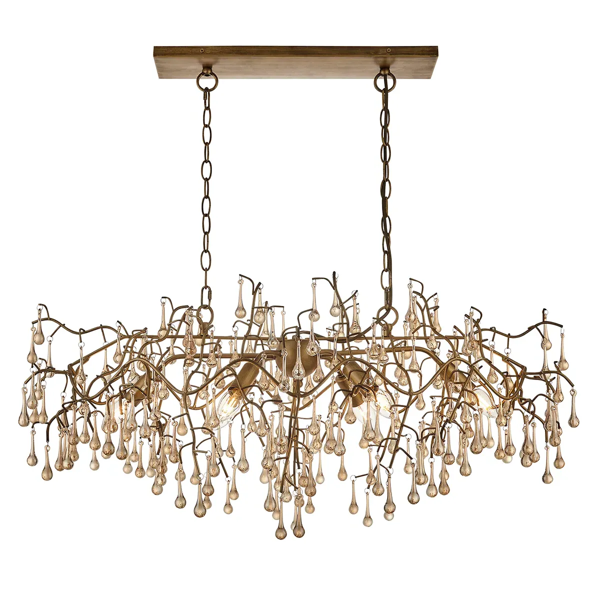 Linear Chandelier with Glass Droplets - Gold