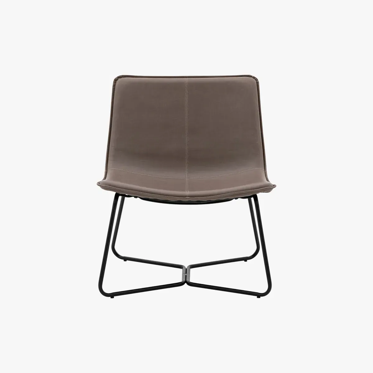 Lounge Chair with Curved Seat - Grey, Faux Leather
