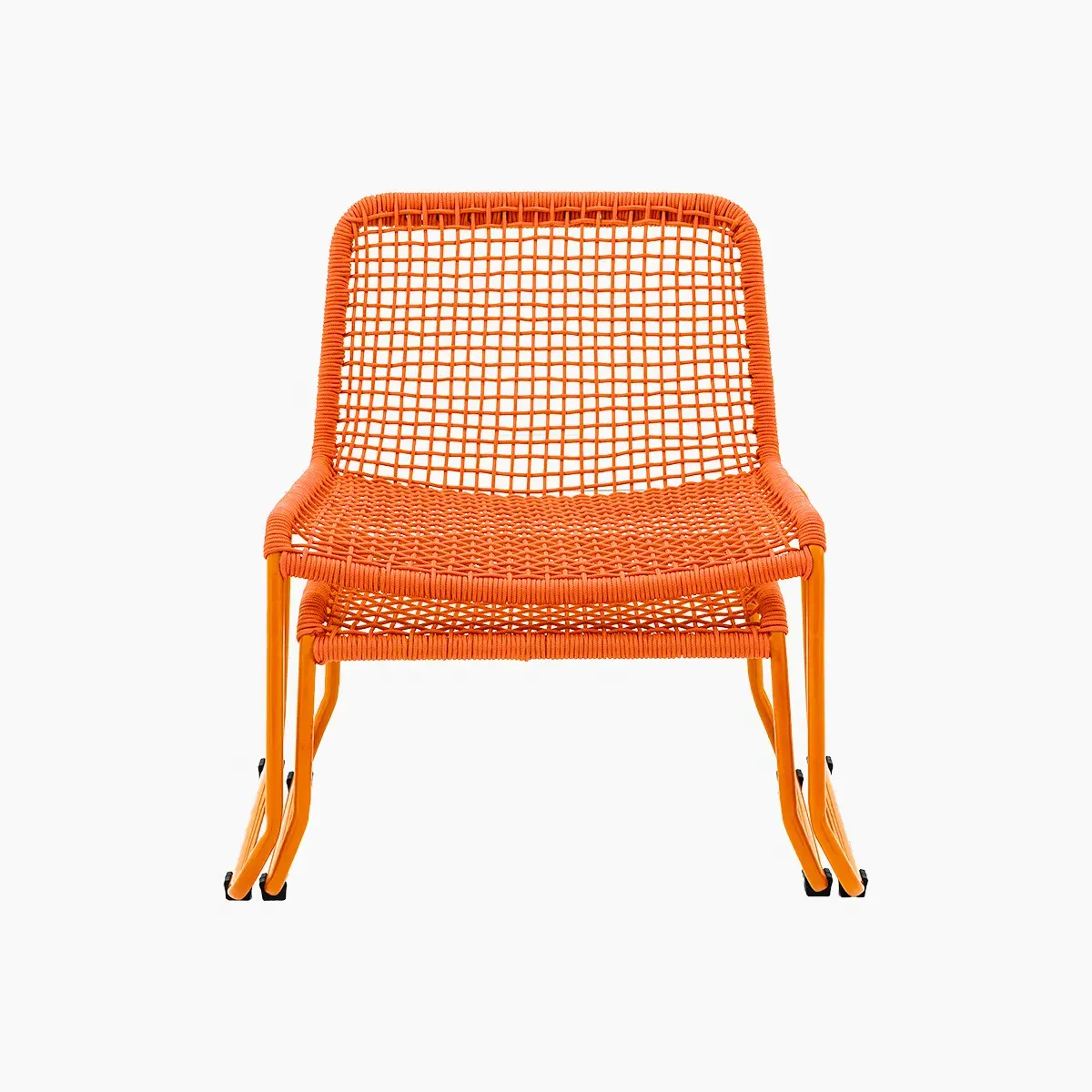 Lounge Chair with Footstool - Orange, Steel