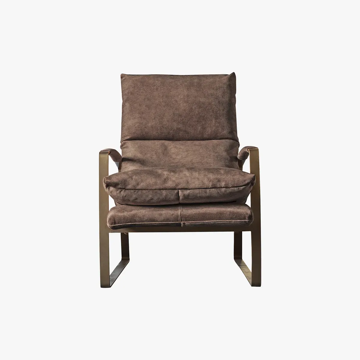 Lounge Chair with Footstool - Taupe, Faux Suede
