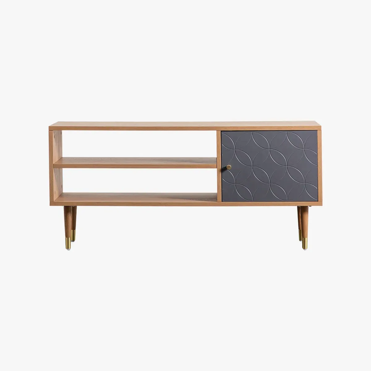 Media Unit with Storage - Grey, Oak Veneer image