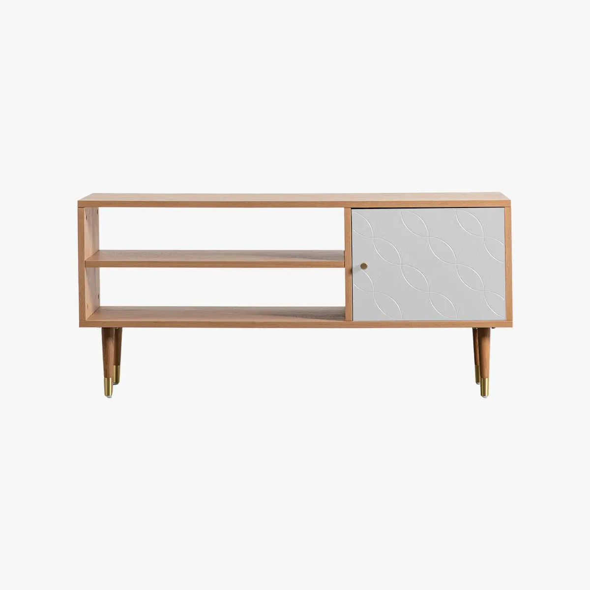 Media Unit with Storage - White, Oak Veneer