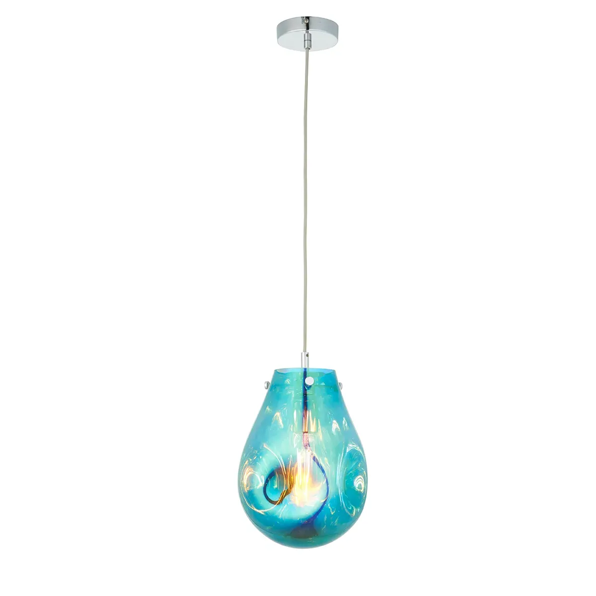Medium Pendant Light - Petrol, Glass