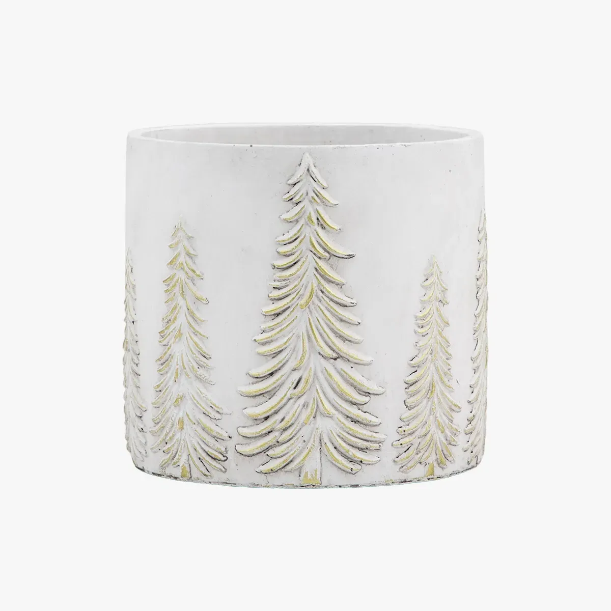Medium Planter with Tree Design - White, Terracotta image