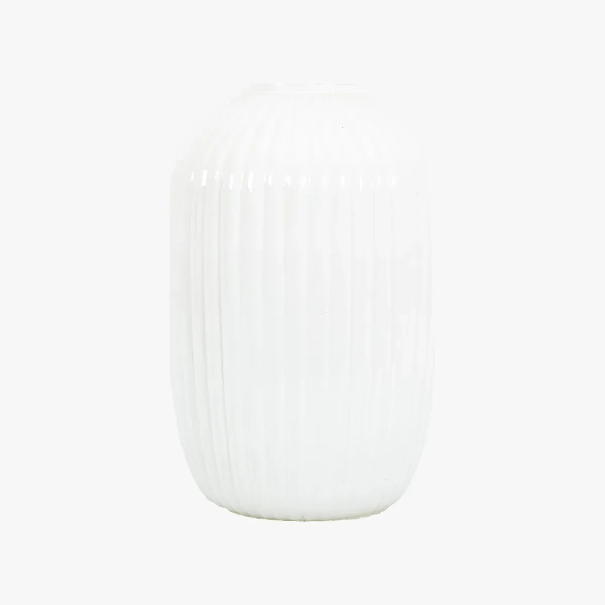Medium Vase with Ridged Design - White, Glass image
