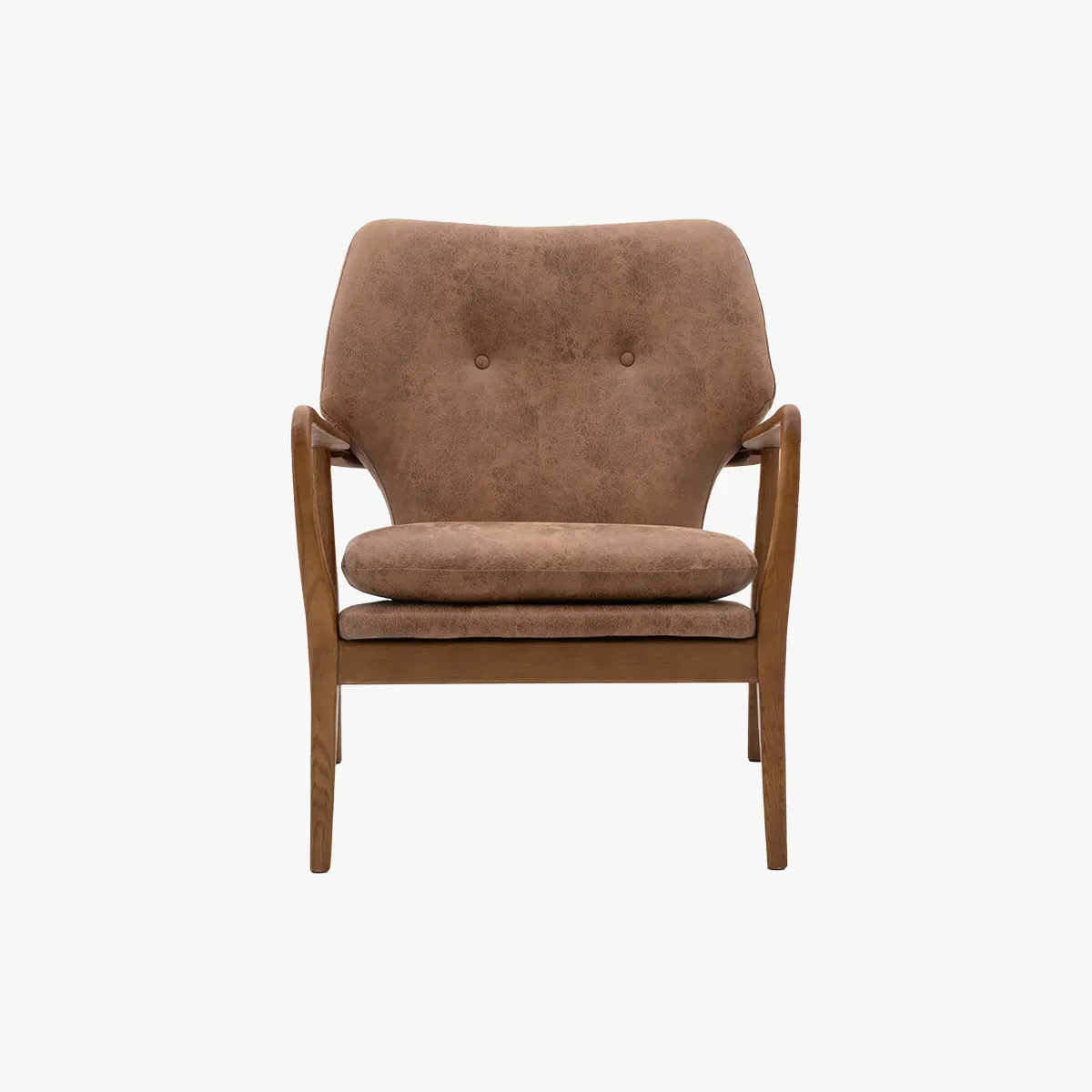 Mid-Century Armchair - Brown, Leather