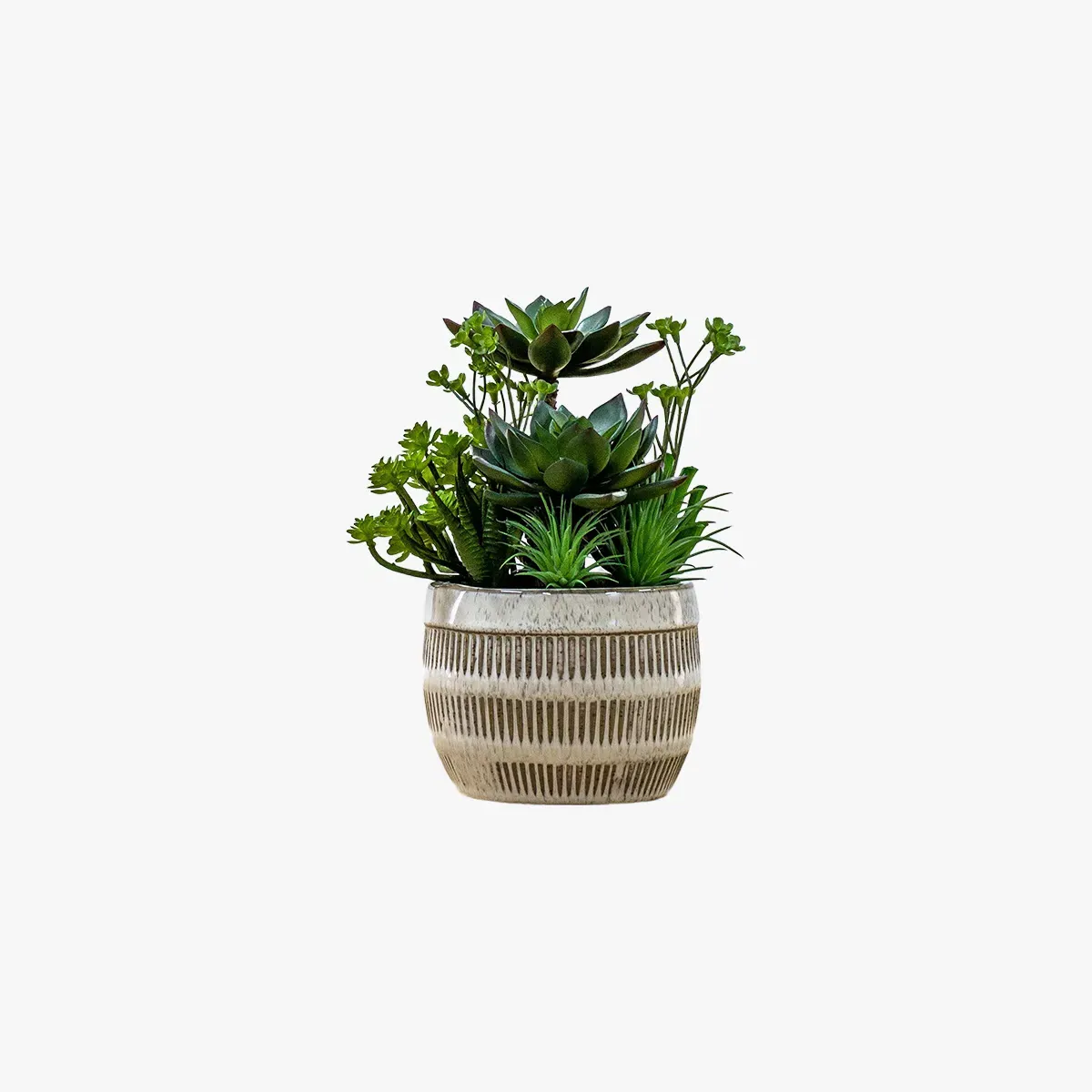 Mixed Faux Succulents - Green, Ceramic Pot image