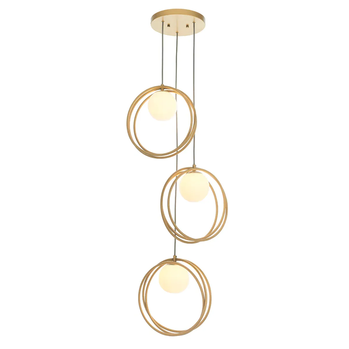 Multi-Hoop Pendant Light - Gold, Opal Glass