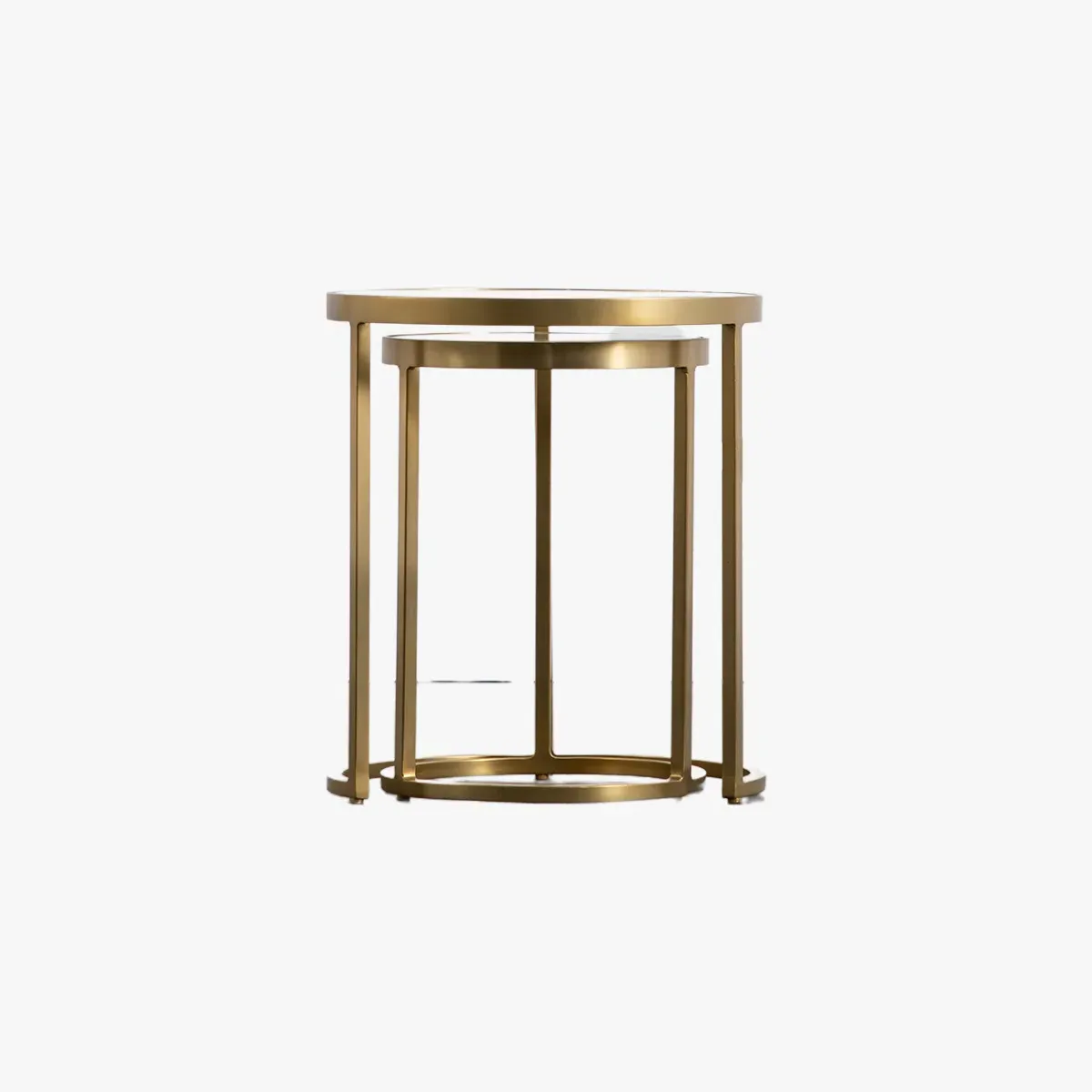 Nest of 2 Tables with Glass Top - Gold, Metal image