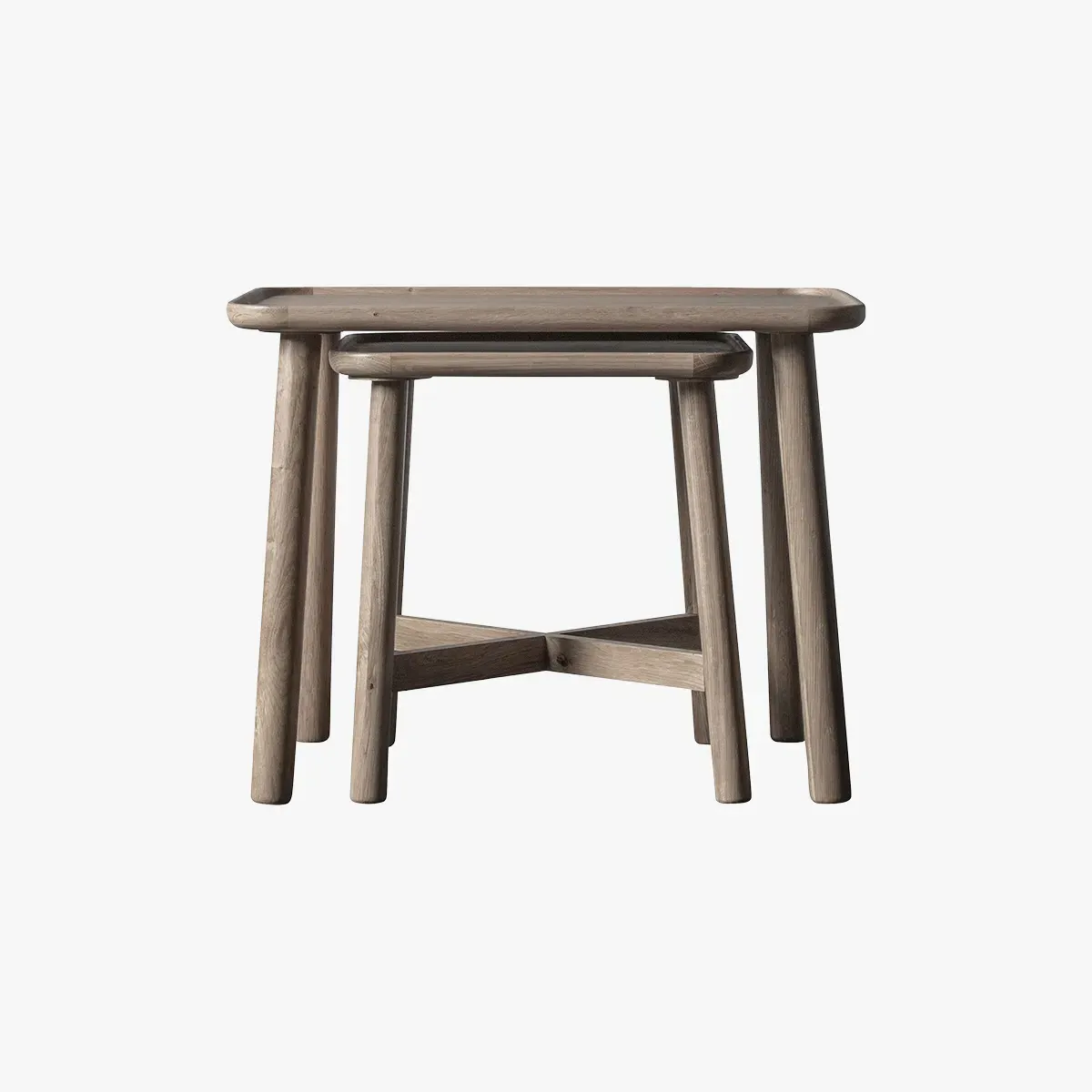 Nesting Tables Set - Grey, Oak Wood image