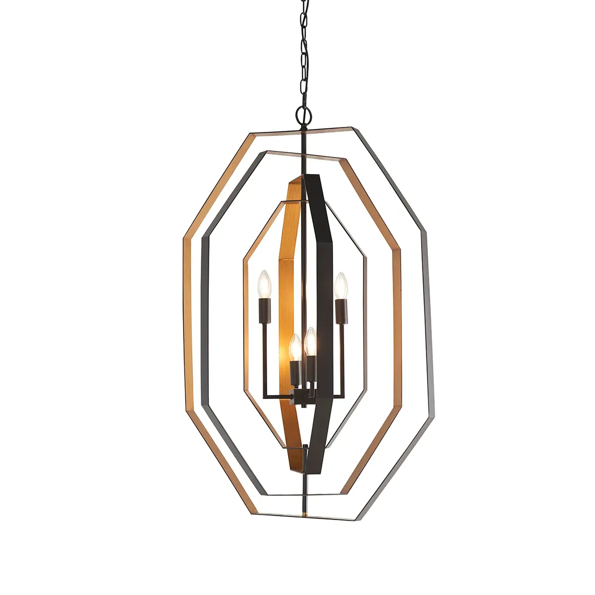 Octagonal Rotating Pendant Light - Bronze image