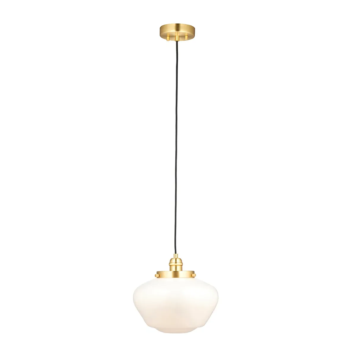 Opal Glass Pendant Light - Brass