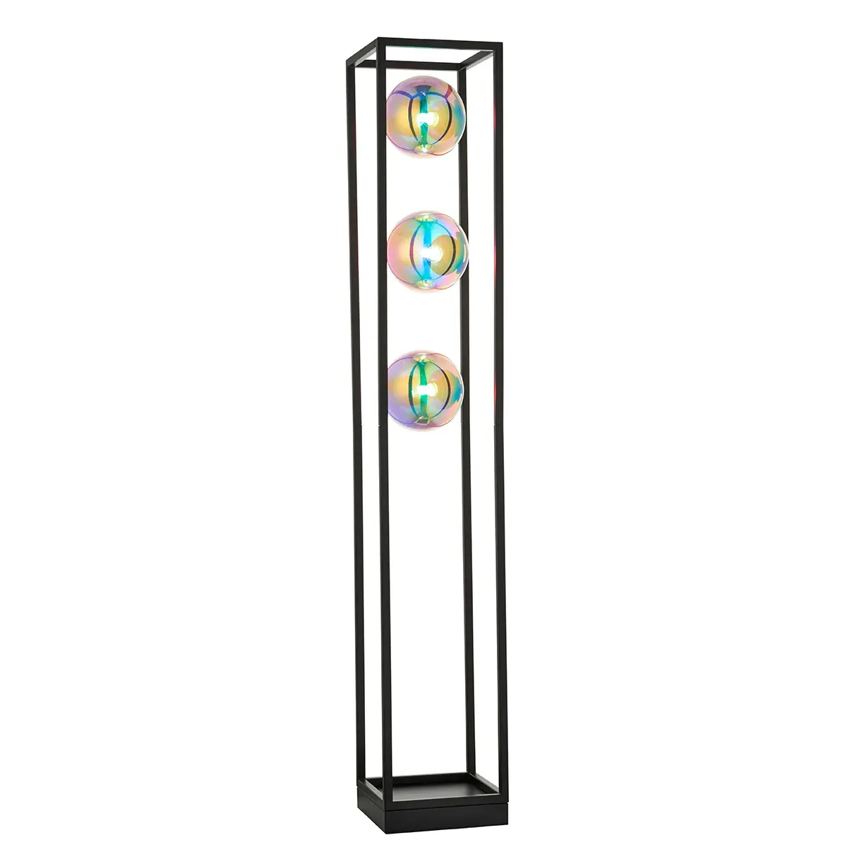 Open Frame Floor Light with Glass - Black, Metal image