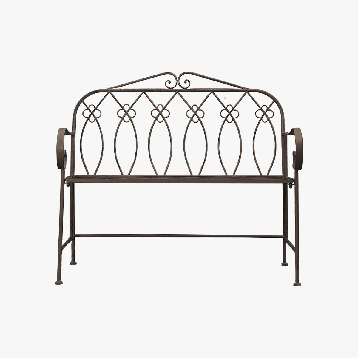 Outdoor Bench with Country Details - Black, Metal