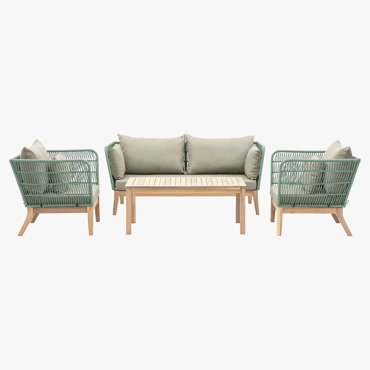 Outdoor Lounge Set with Rope Detail - Green image
