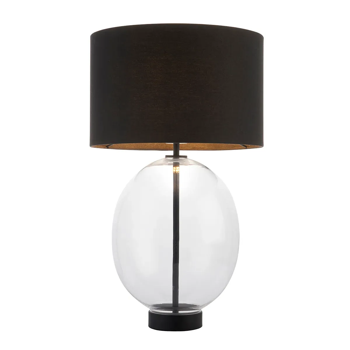 Oval Table Lamp with Fabric Shade - Black, Glass image