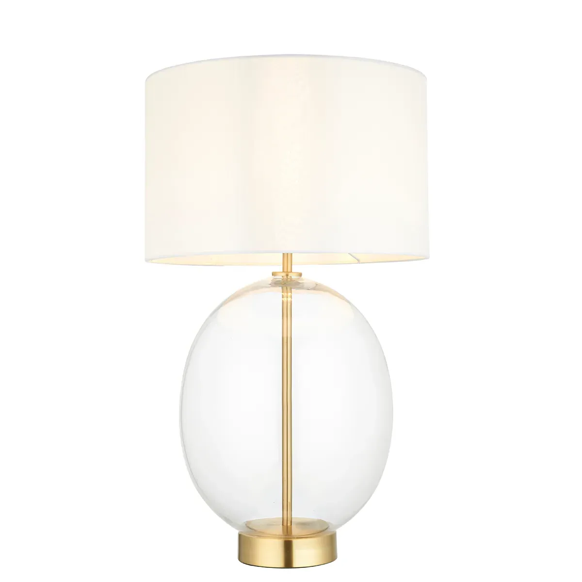 Oval Table Lamp with White Shade - Brass, Glass image
