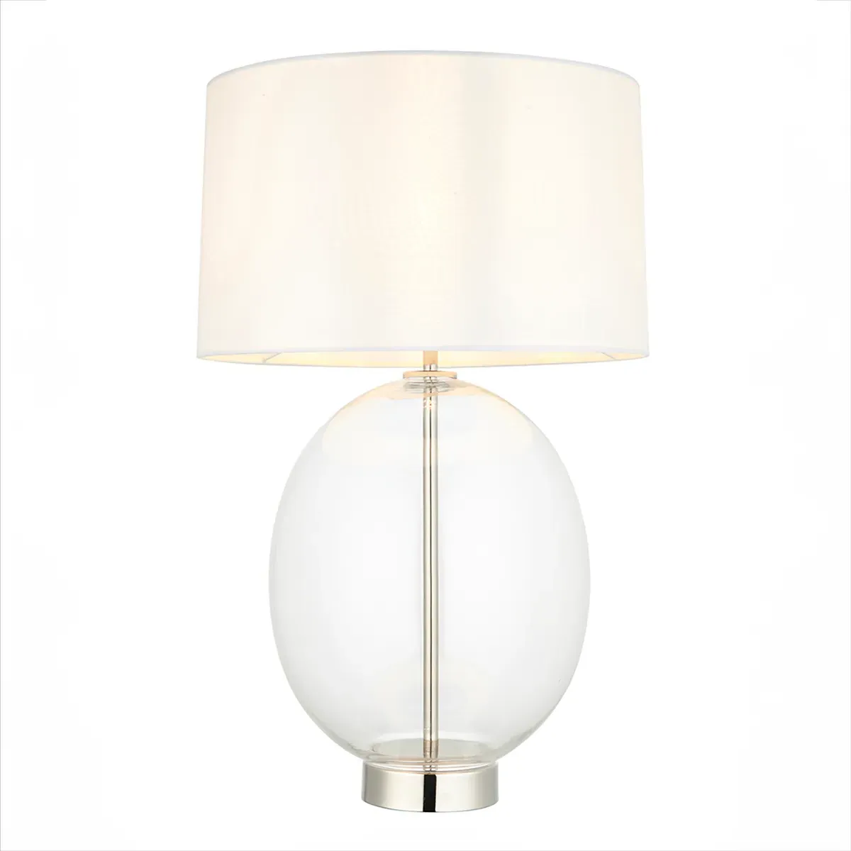 Oval Table Lamp with White Shade - Nickel, Glass