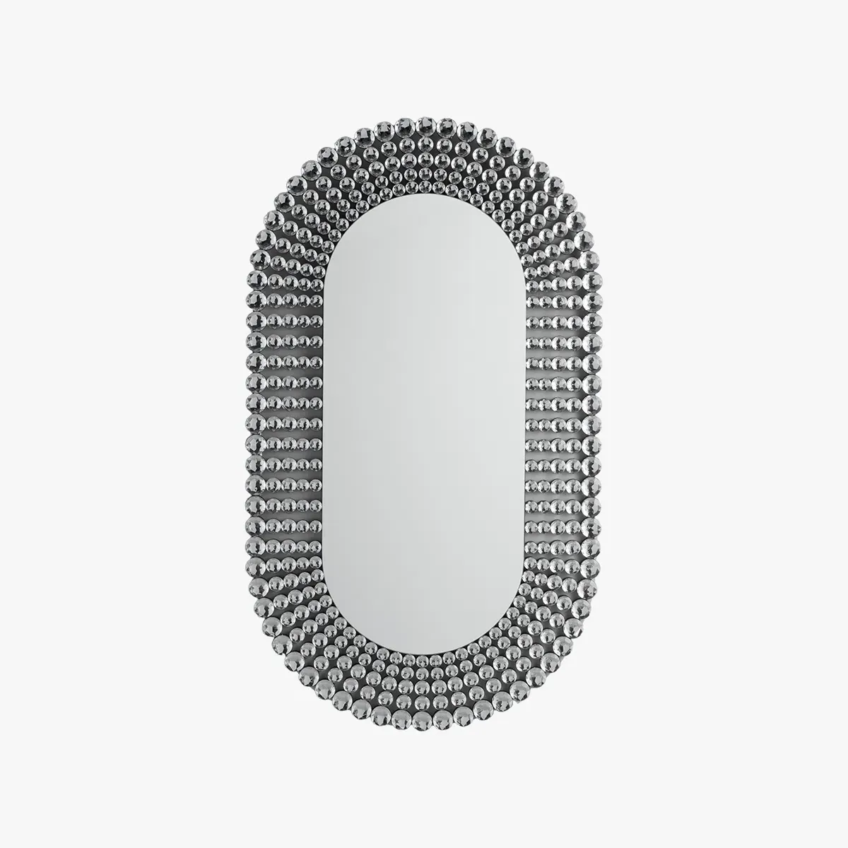 Oval Wall Mirror with Bevelled Frame - Silver image